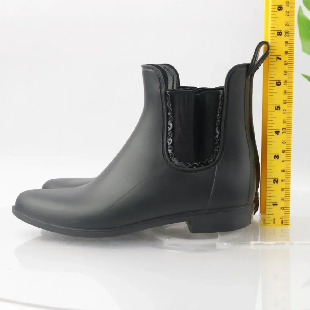 Jack Rogers Womens Sallie‎ Rain Boot Size 8 Black Rubber Pull On Chelsea Bootie